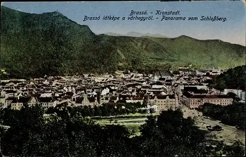 Ak Brașov Brassó Kronstadt Rumänien, Panorama vom Schlossberg