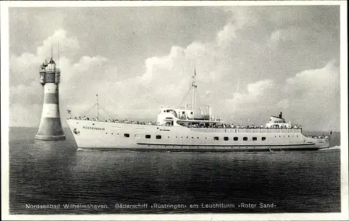 Ak Wilhelmshaven in Niedersachsen, Bäderschiff Rüstringen, Roter Sand Leuchtturm