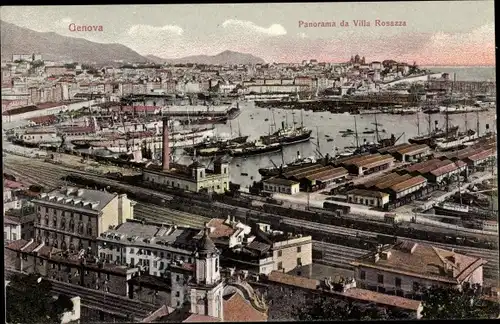 Ak Genova Genua Liguria, Panorama da Villa Rosazza