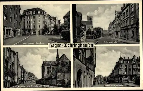 Ak Wehringhausen Hagen in Westfalen Ruhrgebiet, Buscheystraße, Kirche,Langestraße