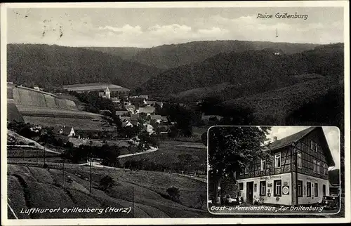 Ak Grillenberg Sangerhausen am Harz, Gasthaus Zur Grillenburg, Blick auf den Ort