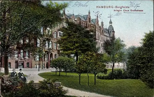 Ak Hamburg Borgfelde, Parkanalgen in der Claus Grothstraße, Panorama