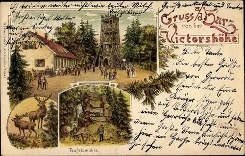 Litho Thale im Harz, Victorshöhe, Teufelsmühle