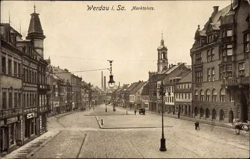 Ak Werdau in Sachsen, Marktplatz