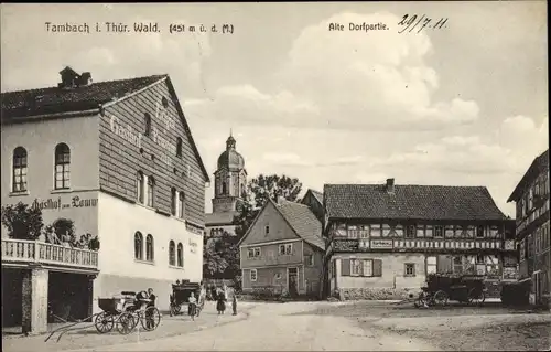 Ak Tambach Dietharz in Thüringen, Alte Dorfpartie, Gasthof zum Lamm