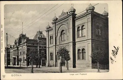 Ak Gotha in Thüringen, Freimaurerloge, Postamt