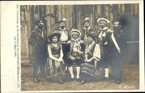 Foto Ak Mühlhausen in Thüringen, Kostümfest der Liedertafel, 04.03.1905, Gruppenbild