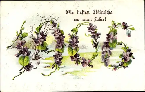 Ak Glückwunsch Neujahr, Jahreszahl 1906, Veilchen