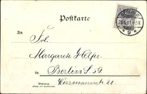 Litho Glückwunsch Pfingsten, Maikäfer mit Maiglöckchen