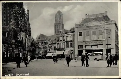 Ak Zwolle Overijssel Niederlande, Grootemarkt, Café Restaurant