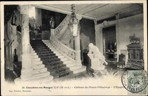 Ak Chaudron en Mauges Maine-et-Loire, Chateau du Plessis Villoutreys, L'Escalier