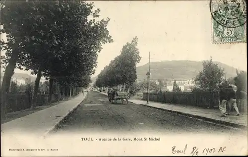 Ak Toul Meurthe et Moselle, Avenue de la Gare, Mont Saint Michel