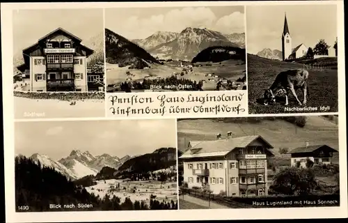 Ak Tiefenbach Oberstdorf im Oberallgäu, Pension Haus Luginsland mit Haus Sonneck, Bes. E. Vogler