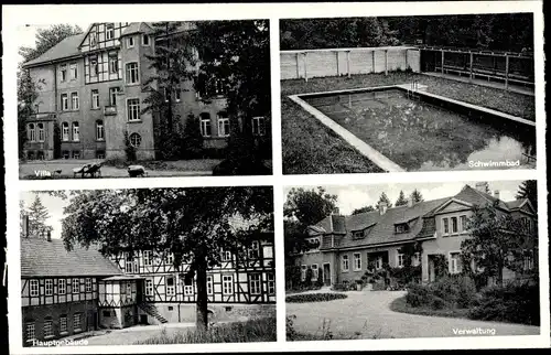 Ak Tiefenbrunn Rosdorf Niedersachsen, Landessanatorium Rasemühle, Villa, Schwimmbad, Verwaltung