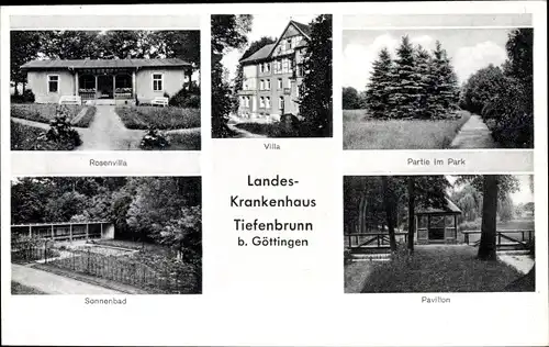 Ak Tiefenbrunn Rosdorf, Niedersächsisches Landeskrankenhaus, Rosenvilla, Sonnenbad, Pavillon