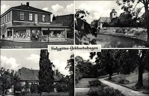 Ak Gebhardshagen Salzgitter, Kaufhaus Thulke, Kirche, Bürgerpark