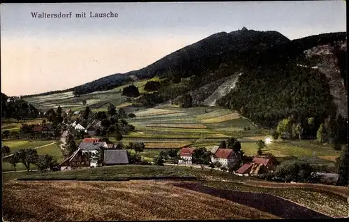 Ak Waltersdorf Großschönau Oberlausitz, Blick zum Ort mit Lausche
