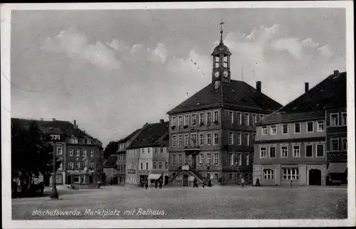 Ak Bischofswerda in Sachsen, Rathaus und Marktplatz