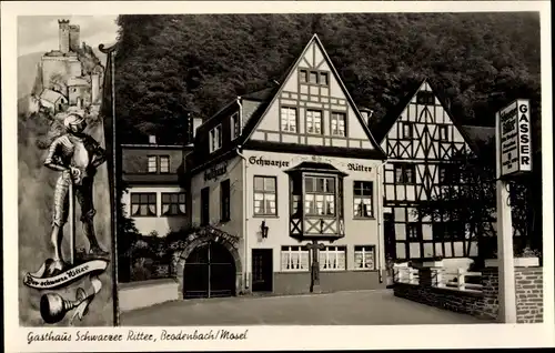 Ak Brodenbach an der Terrassenmosel, Gasthaus Schwarzer Ritter, Zeichnung v. Ritter