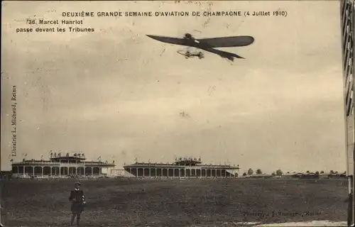 Ak Grande Semaine d'Aviation de Champagne 1910, Aviateur Marcel Hanriot, Tribunes