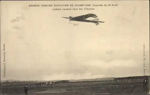 Ak Grande Semaine d'Aviation de Champagne 1909, Aviateur Latham