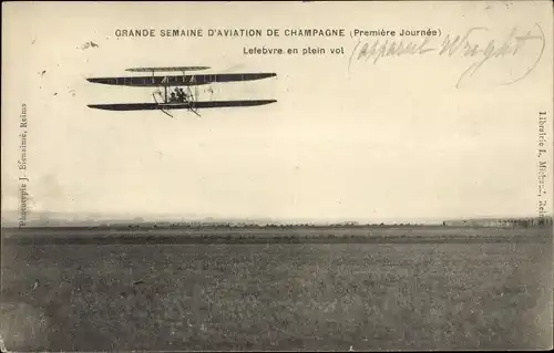 Ak Grande Semaine d'Aviation de Champagne 1909, Aviateur Lefebvre