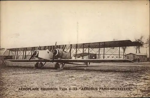 Ak Aeroplane Caudron Type C 23, Aerobus Paris Bruxelles, Doppeldecker