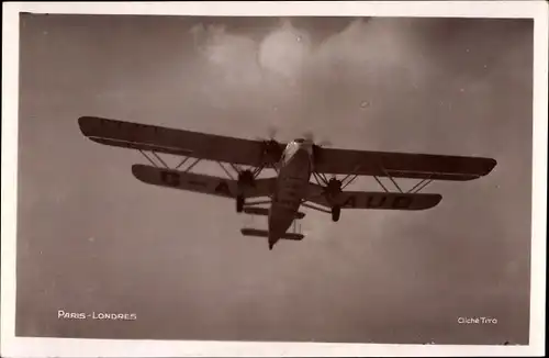 Ak Avion Hanno Type Handley Page 42, Route Paris Londres