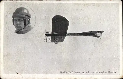 Ak Aviateur Hanriot jeune, en vol, sur monoplan Hanriot, Flugzeug