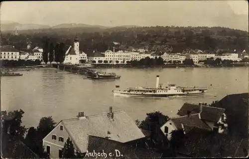 Foto Ak Aschach an der Donau Oberösterreich, Donaupartie