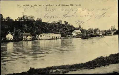 Ak Landshag Landshaag an der Donau Oberösterreich, Donaupartie