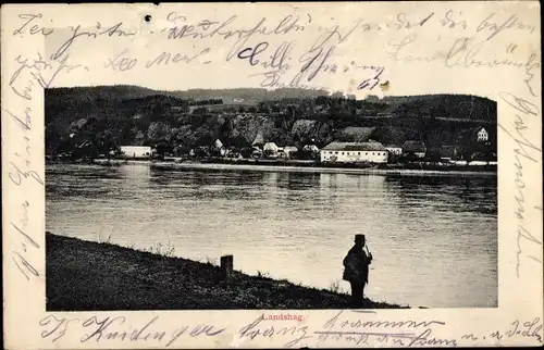 Ak Landshag Landshaag an der Donau Oberösterreich, Donaupartie