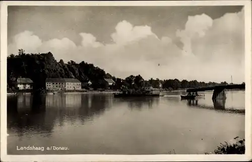 Ak Landshag Landshaag an der Donau Oberösterreich, Donaupartie