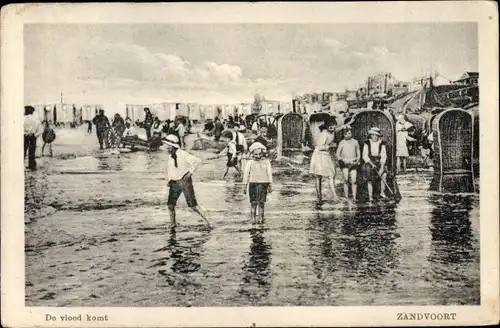 Ak Zandvoort Nordholland Niederlande, De vloed komt