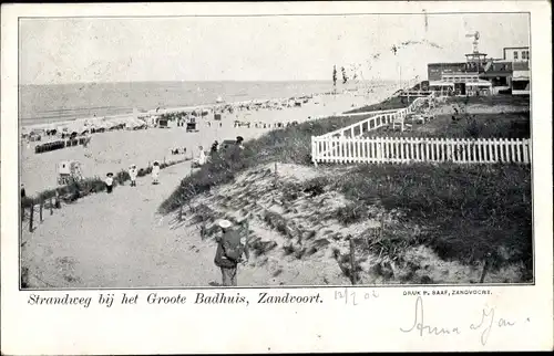Ak Zandvoort Nordholland, Strandweg bij het Grrote Badhuis