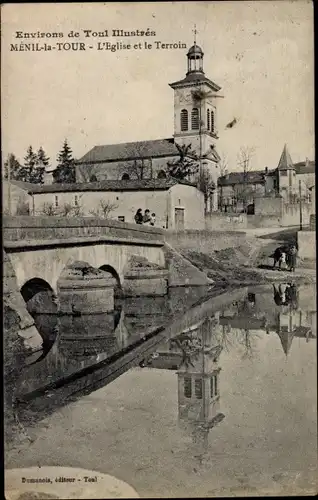 Ak Ménil la Tour Meurthe et Moselle, L'Eglise et le Terroin