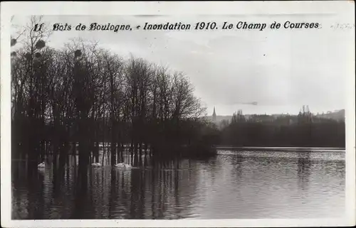 Ak Boulogne Hauts de Seine, Bois de Boulogne, Inondation 1910, Le Champ de Courses