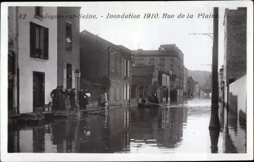 Ak Boulogne sur Seine Hauts de Seine, Inondation 1910, Rue de la Plaine