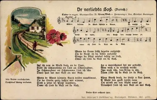 Lied Ak Günther, Anton, Erzgebirgische Mundart 21, Dr verliebta Boß, Bursch