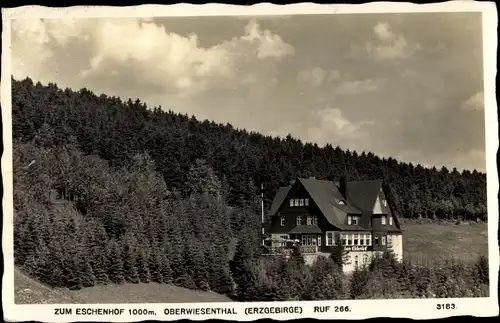 Ak Oberwiesenthal im Erzgebirge, Blick auf den Eschenhof, Wald