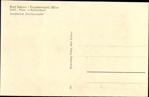 Ak Bad Steben im Frankenwald, Sanatorium Frankenwarte