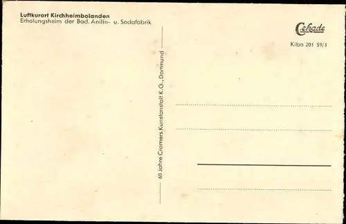 Ak Kirchheimbolanden in Rheinland Pfalz, Erholungsheim d. Bad. Anilin u. Sodafabrik