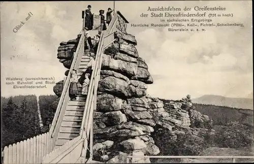 Ak Ehrenfriedersdorf im Erzgebirge, Greifenstein, Aussichtsfelsen