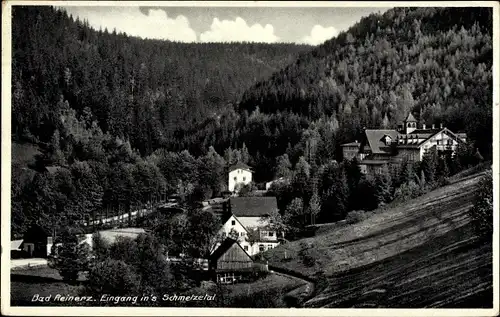 Ak Duszniki Zdrój Bad Reinerz Schlesien, Eingang ins Schmelzetal