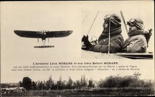 Ak L'Aviateur Leon Morane et son frere Robert, Pilot, Flugzeug