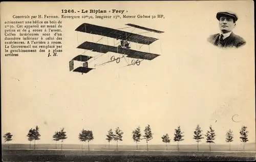 Ak Le Biplan Frey, Construit par H. Farman