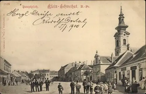 Ak Klein Schwechat in Niederösterreich, Hauptplatz, Kirche