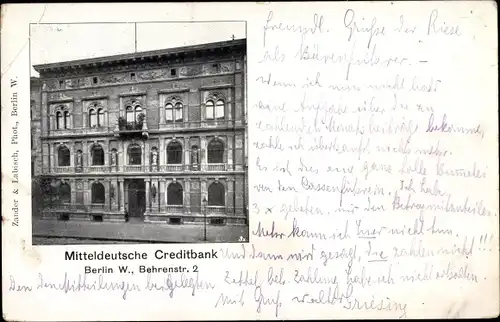 Ak Berlin Mitte, Mitteldeutsche Kreditbank, Behrenstraße 2