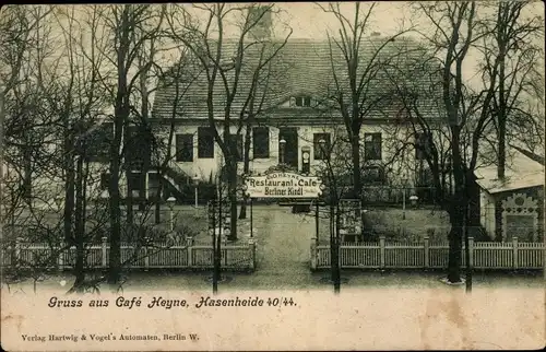 Ak Berlin Kreuzberg Hasenheide, Restaurant und Cafe Heyne, Hasenheide 40