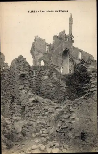 Ak Flirey Meurthe et Moselle, Les ruines de l'Eglise